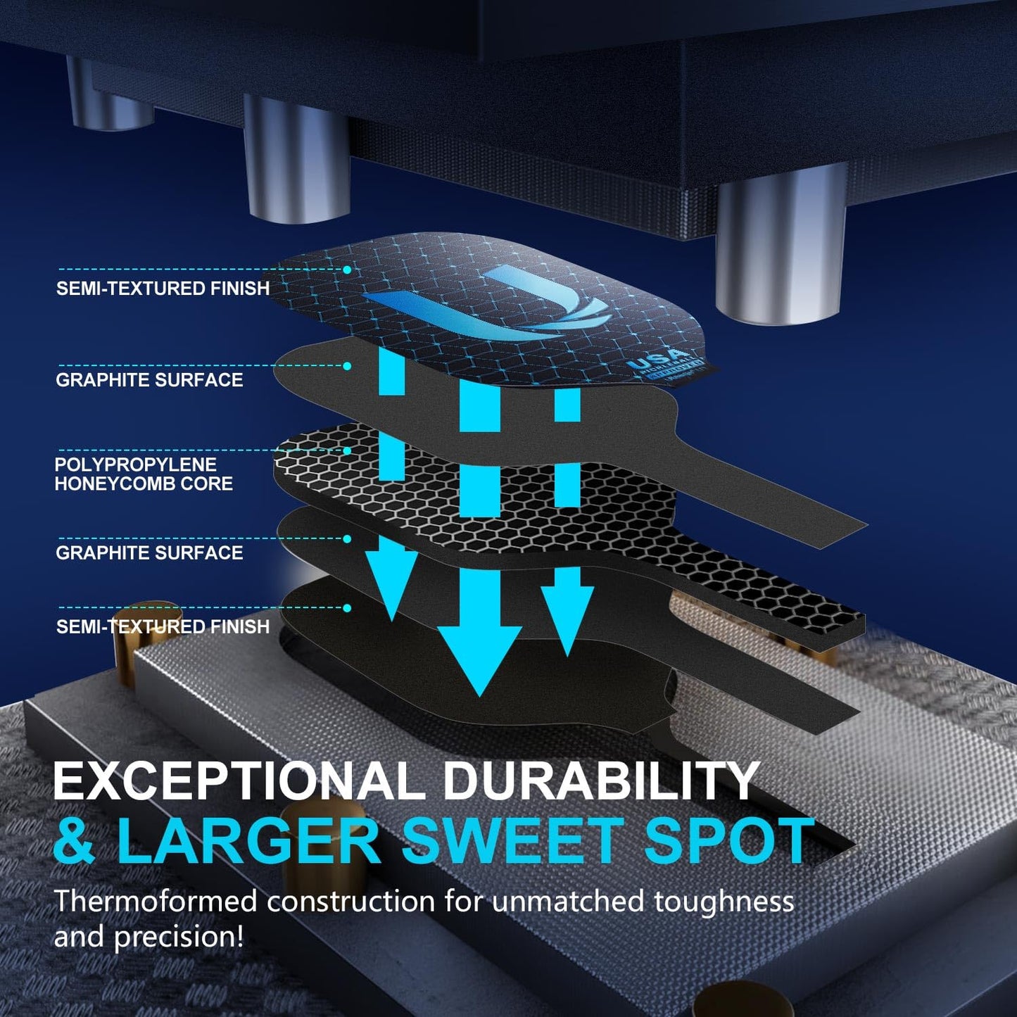 Pickleball Paddles, Graphite Pickleball Paddles Set of 2【Textured High Grit & Spin】【Thermoformed】 USAPA Approved Lightweight Non-Slip Contour Grip Pickleball Rackets Incl. 4 Outdoor Balls & Carry Bag