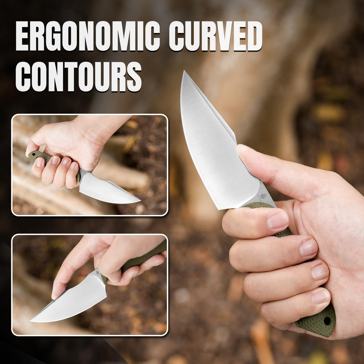 Kizer Harpoon Fixed Blade Knife with Sheath, 3.84” D2 Fixed Blade EDC Knife with G10 Handle for Hunting, Camping, Hiking, Survival 1040M1