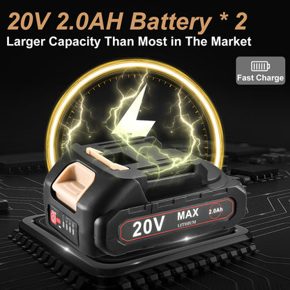 SHIELDPRO 20V Electric Ratchet Wrench Set, 3/8" Cordless Ratchet Kit with 400RPM, Power Torque Ratchets with LED Light, 2 Packs of 2.0AH Batteries, Fast Charger, Sockets, Adapters, and Extension Bars