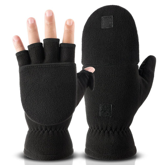 OZERO Winter Gloves for Men Women: Fingerless 3M Convertible Mittens with Flap Warm Thermal Polar Fleece,Touch Screen Work Running Driving Cycling Womens Mens Gloves Winter in Cold Weather(Medium)