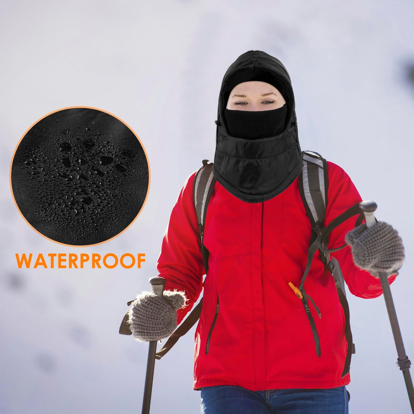 Balaclava Ski Mask Fleece Lining Windproof Warm Adjustable Thermal Winter Cold Weather Face Mask for Men Women White