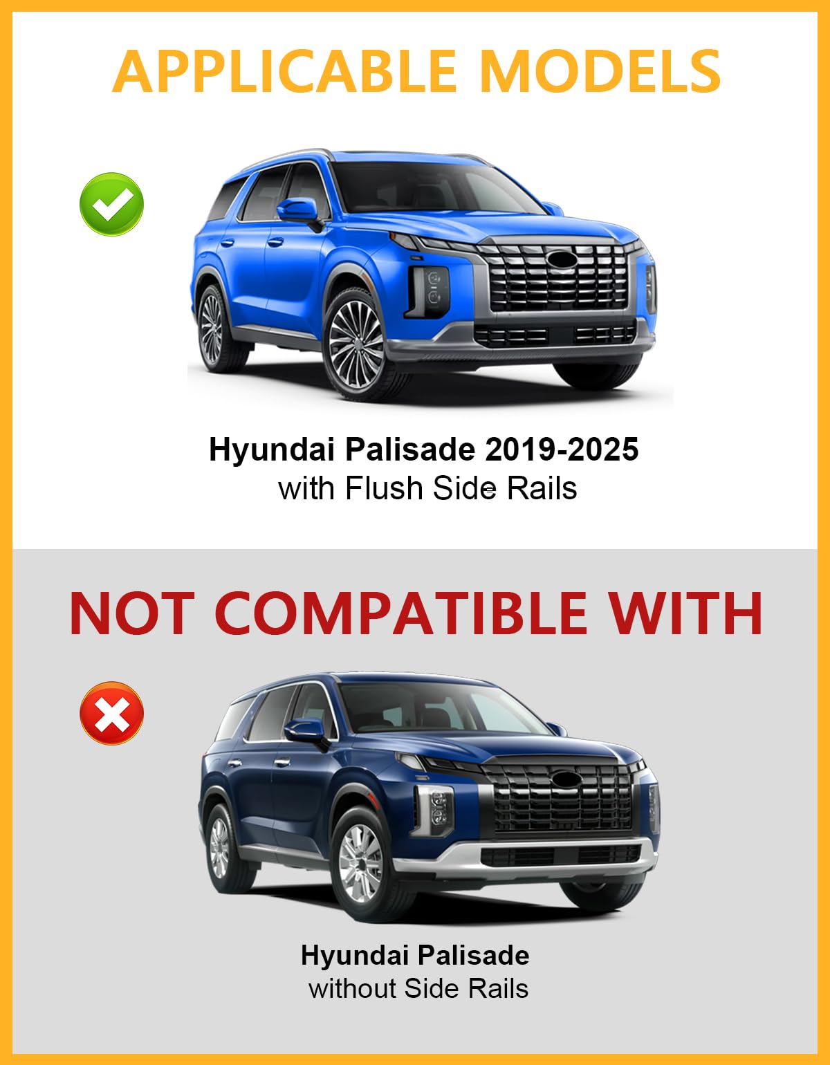 Tuyoung Roof Rack Cross Bars Compatible with Hyundai Palisade 2019-2025 SE SEL XRT Limited Calligraphy, 220lbs Lockable Heavy Duty Anti-Theft Aluminum Rails Crossbars Cargo Carrier Bag