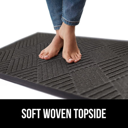 GORILLA GRIP 100% Waterproof All-Season WeatherMax Doormat, Durable Natural Rubber, Stain and Fade Resistant, Low Profile, Indoor Outdoor Door Mats, Easy Clean Patio Entrance Mat, 17x29, Gray Diamond