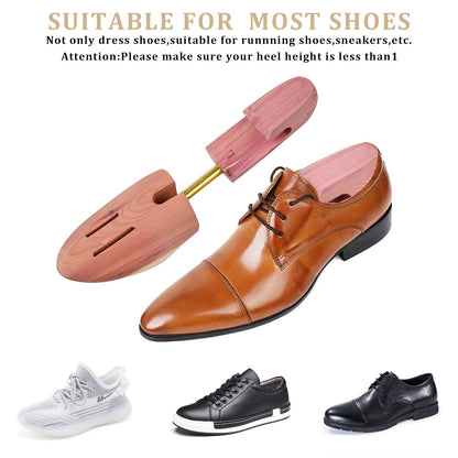 tongzaner Cedar Shoe Tree for Men, Adjustable Wooden Shoe Stretcher for Leather Shoes (2-Pack) (S (Fits Shoe Sizes 6.5-8.5))