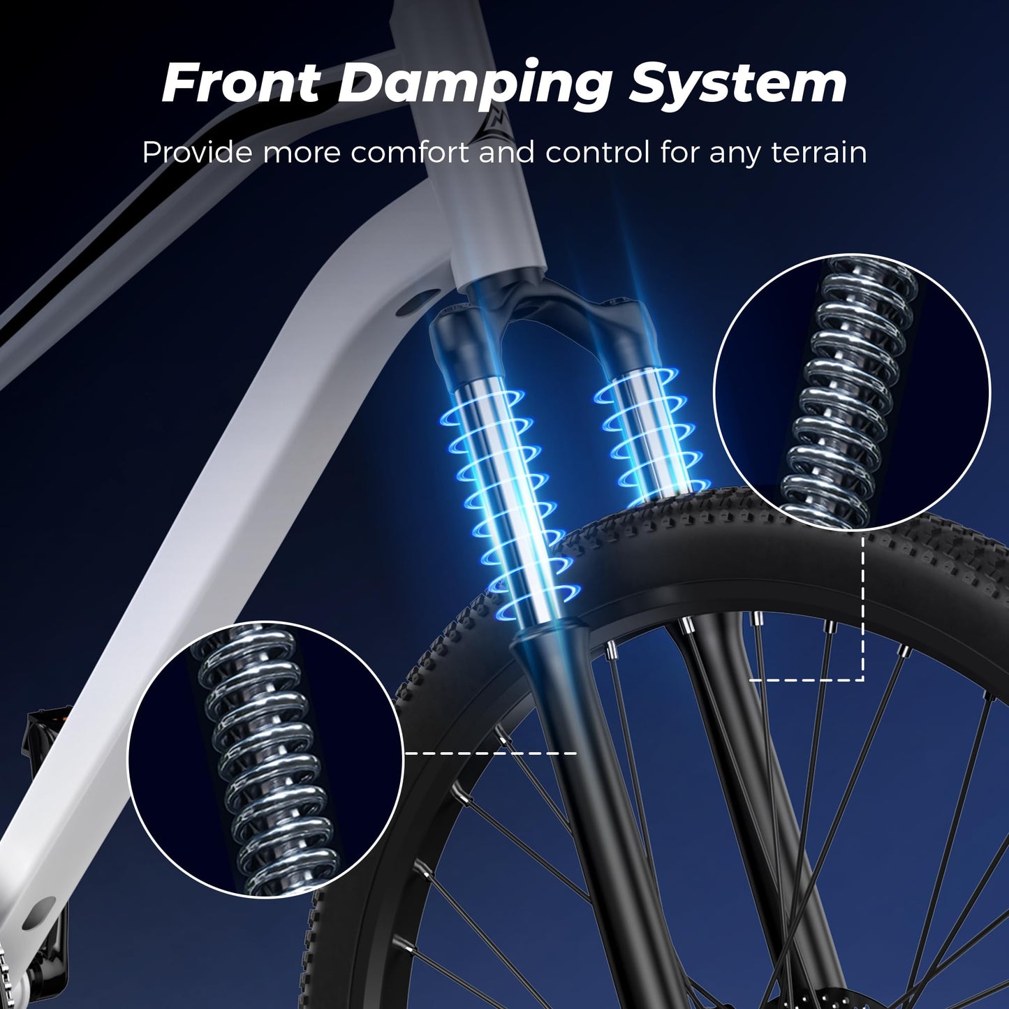 HopCycle Adult Electric Bike, 500W Motor E Bike with 20MPH Speed, 55 Miles Long Range, 374Wh Removable Battery, 26 Inch Tires, Mountain & Commuting Electric Bicycle with Suspension