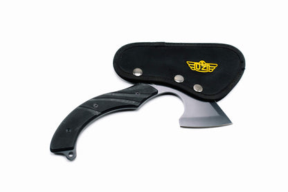 Uzi UZK-Axe-2 Masada Axe with 7-Inch Blade Reinforced Striker Tip, Full Tang, G10 Handle, Tactical Throwing, Chopping Axe for Outdoor, Hiking, Camping, Black Stainless Steel, Double Edged