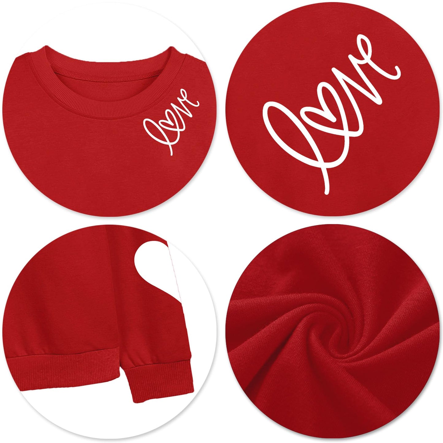 LHBNK Valentines Sweatshirt for Women Love Heart Shirts Funny Valentine Pullover Casual Long Sleeve Tops