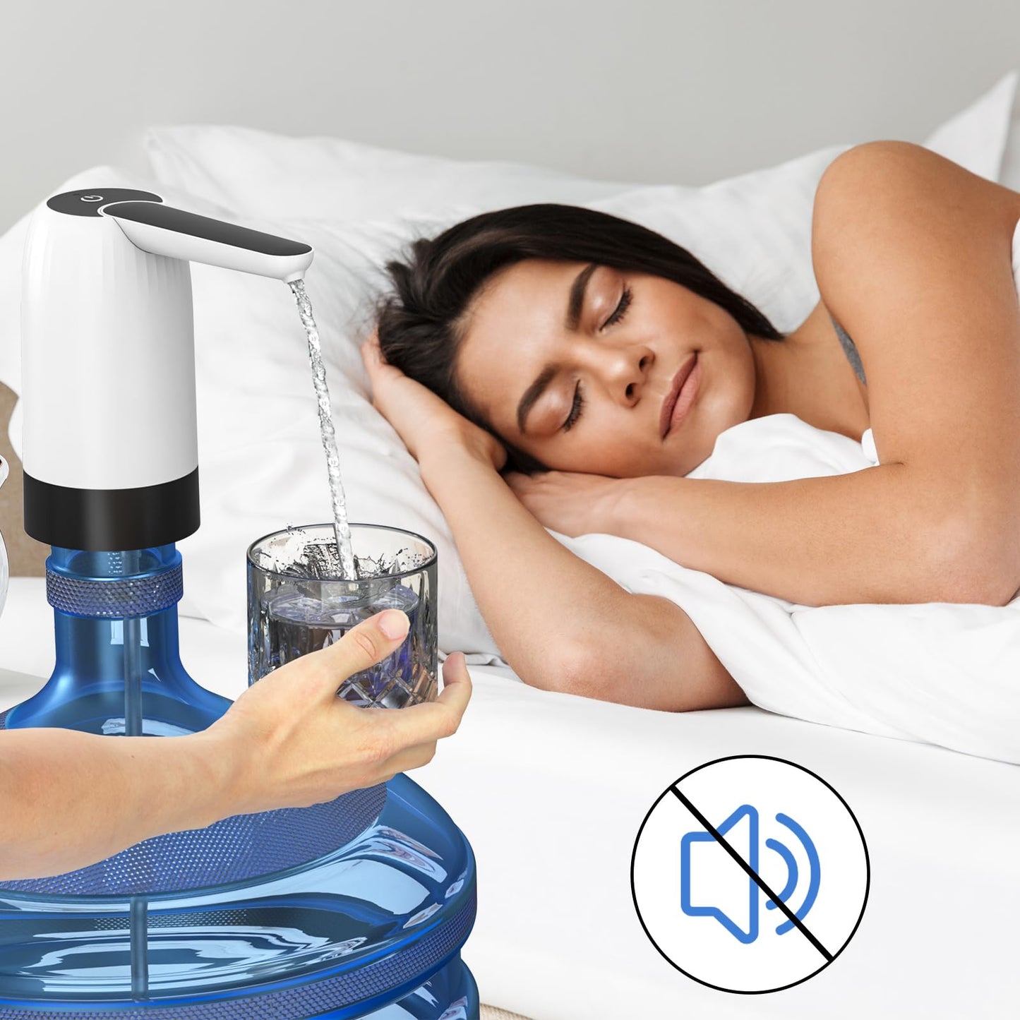 VAPTEC Water Dispenser for 2-5 Gal Bottles, Portable Water Bottle Pump, Rechargeable Battery, USB Charging Water Bottle Dispenser, One Button Design, Easy to Use for Home, Office, Travel, Camping