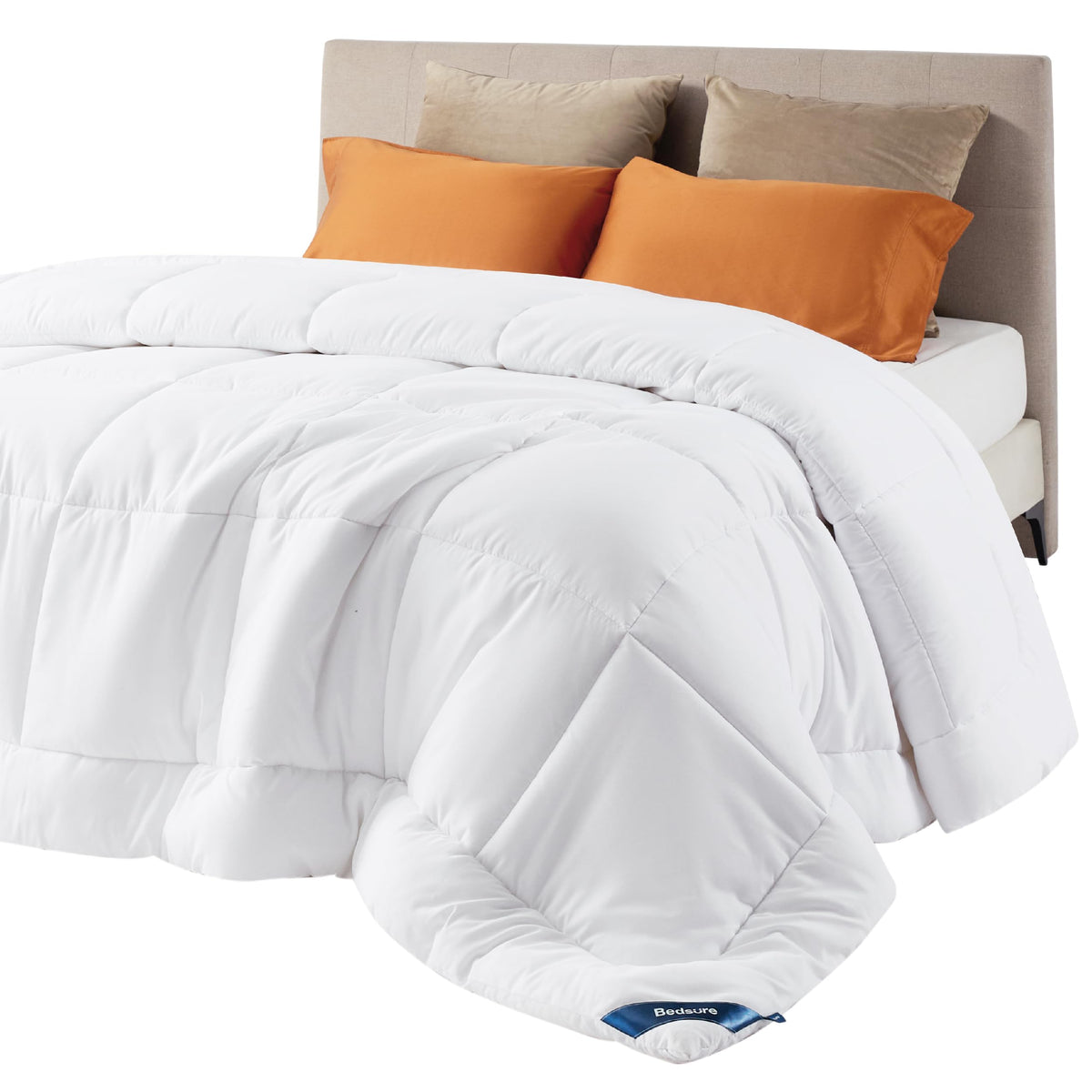 Bedsure Comforter Duvet Insert - Quilted Comforters Queen Size, All Season Duvet, GentleSoft™ Down Alternative Bedding, with 8 Tabs, Gifts for Women/Men, White, Queen 88 x 88 Inches