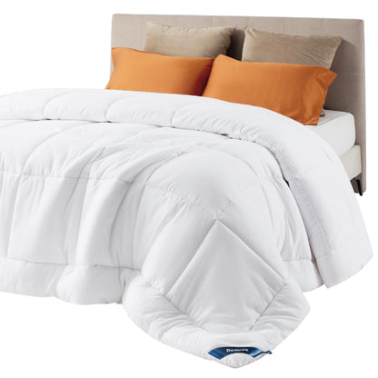 Bedsure Comforter Duvet Insert - Quilted Comforters Queen Size, All Season Duvet, GentleSoft™ Down Alternative Bedding, with 8 Tabs, Gifts for Women/Men, White, Queen 88 x 88 Inches