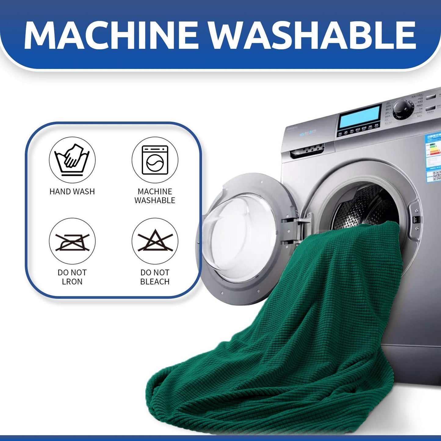 KEKUOU Stretch Single Sofa Slipcover 1 Piece Couch Sofa Cover (32"-55") Furniture Protector 1 Seater Sofa with Elastic Bottom for Kids,Pet.Jacquard Small Checked Pattern Fabric(Small,Hunter)