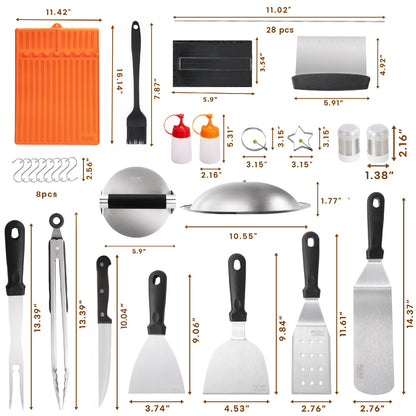 58PCS Griddle Accessories Kit for Blackstone, Flat Top Teppanyaki Spatula Set with Scraper Basting Cover Burger Press Patty Maker Silicone Mat for Outdoor BBQ Home Cooking Griddle Gifts for Chrismas