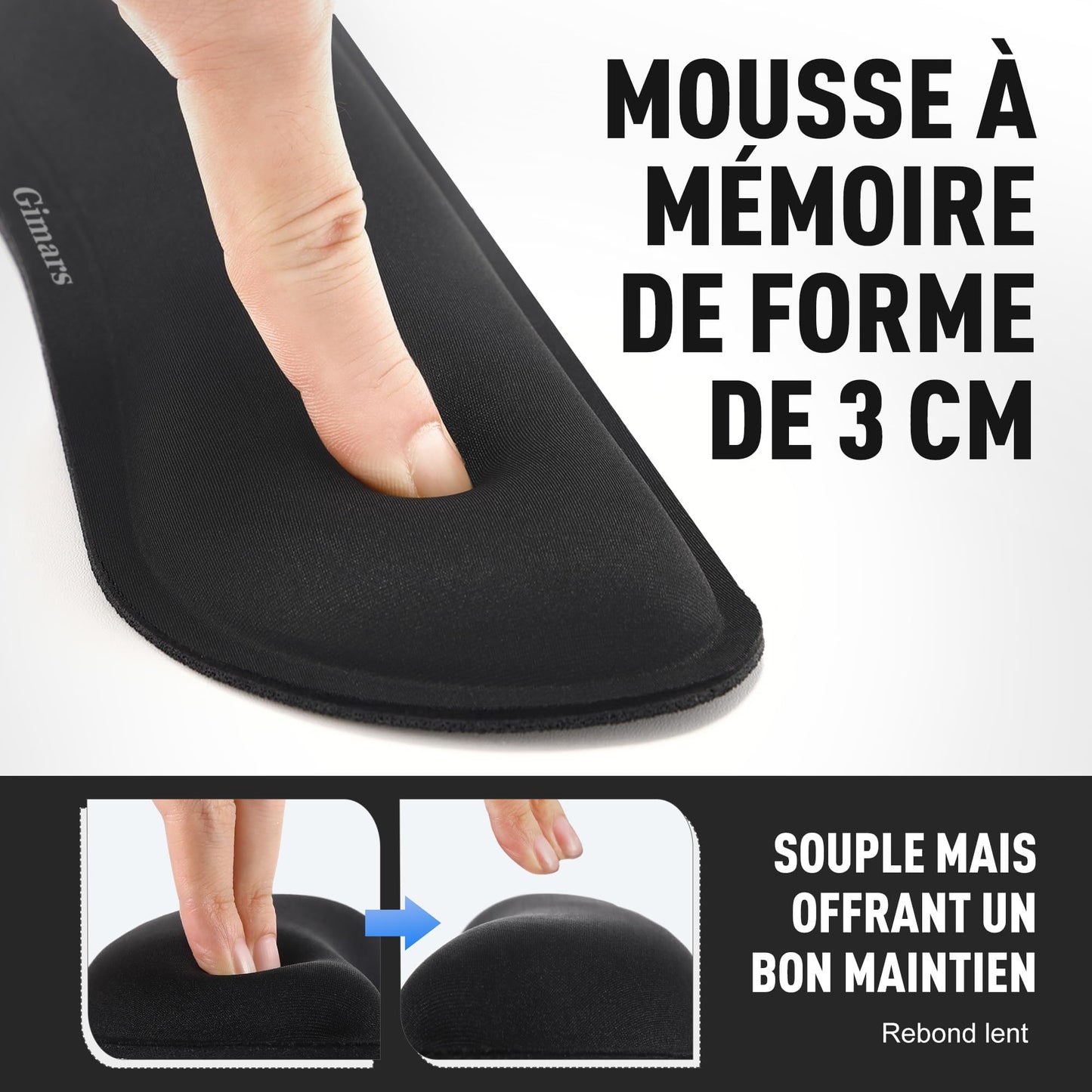 Gimars Upgrade Enlarge Silky and Superfine Fabric Gel Memory Foam Keyboard Wrist Rest Set, Ergonomic Keyboard Mouse Wrist Support for Typing Pain Relief, Comfort for Office, Gaming, Computer, Black