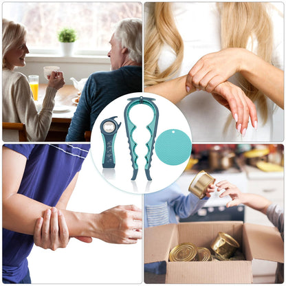 3-piece Jar Opener Gripper Set, 5 in 1 Multi-Function Bottle Lid Opener for Arthritic Hands with Non Slip Rubber Jar Opener Gripper Pad