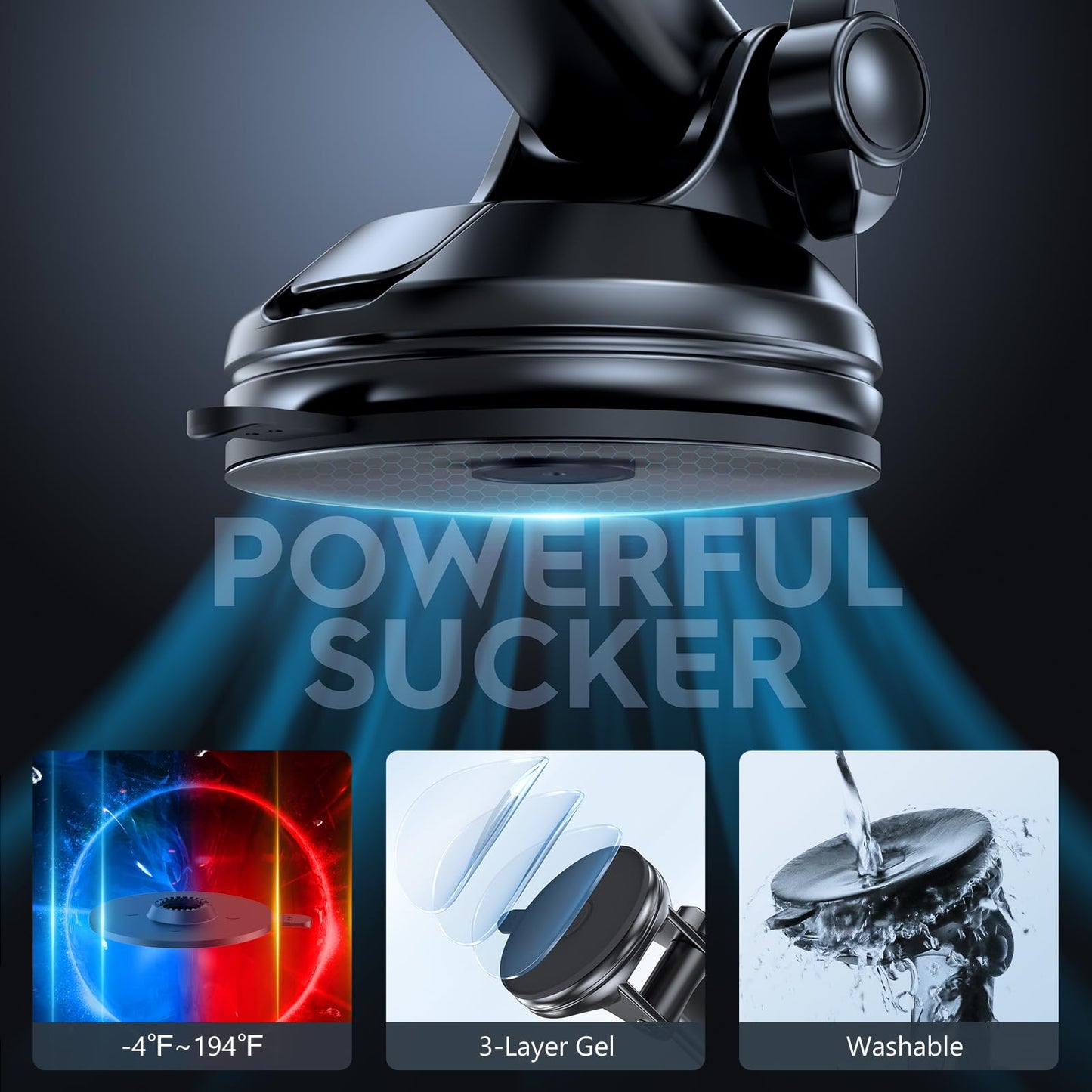 Miracase Car Phone Holder, Phone Holders for Your Car with Suction Cup Base, Universal Powerful Suction Cell Phone Car Mount for Dashboard, Automobile Phone Mount Car for iPhone Samsung Smartphones
