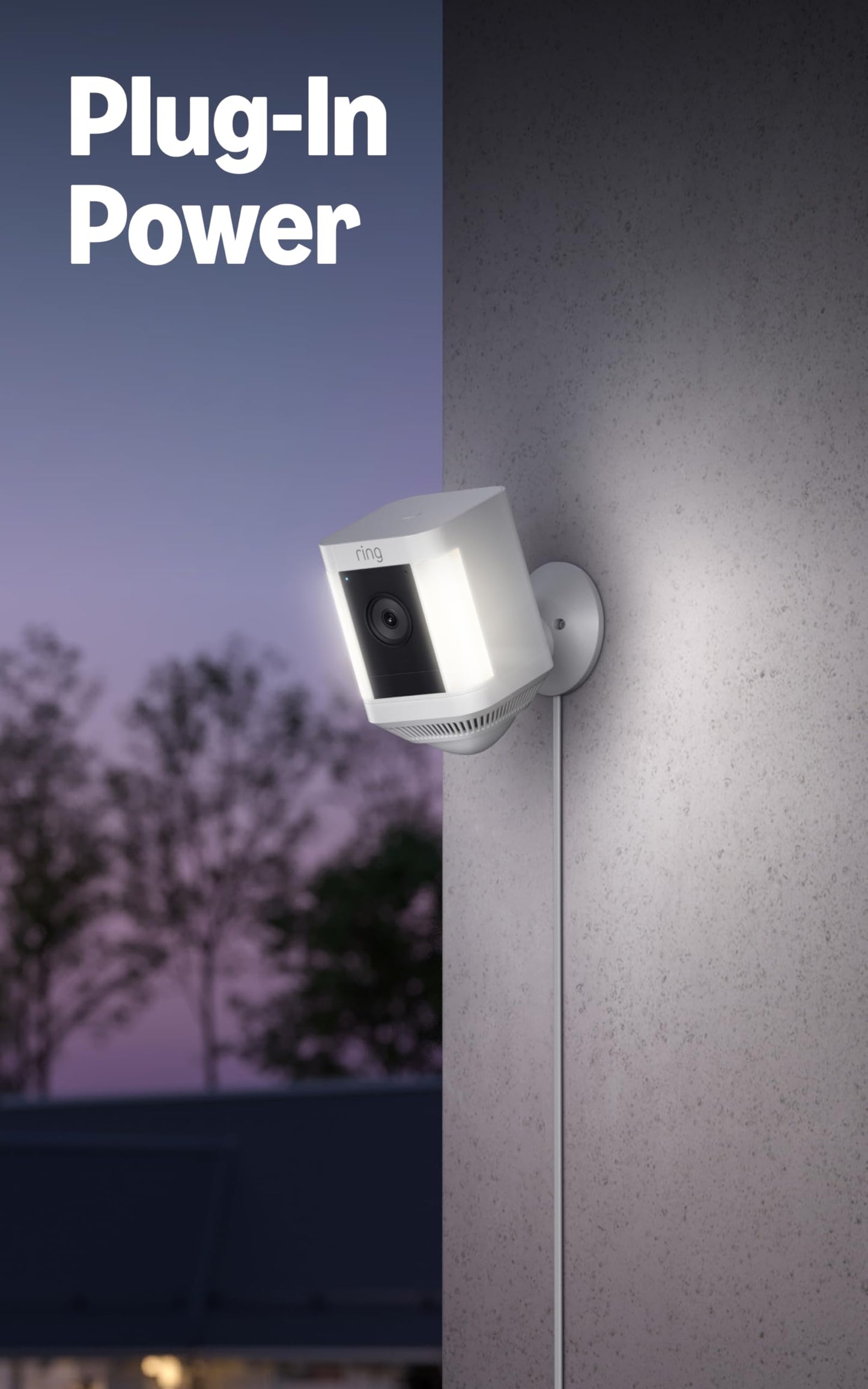 Ring Spotlight Cam Plus, Solar | Two-Way Talk, Color Night Vision, and Security Siren (2022 release) - White