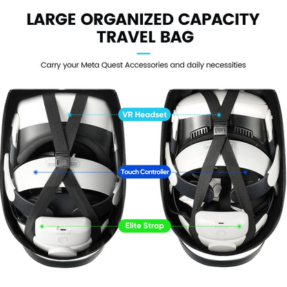 BnLnHOGVR Quest 3 Carrying Case Compitable with Meta Quest 3/Quest 2/Vision Pro VR Headset, Expand Capacity for Elite Head Strap and Controller Accessories, Ultra Unique Design for Comfort Travel