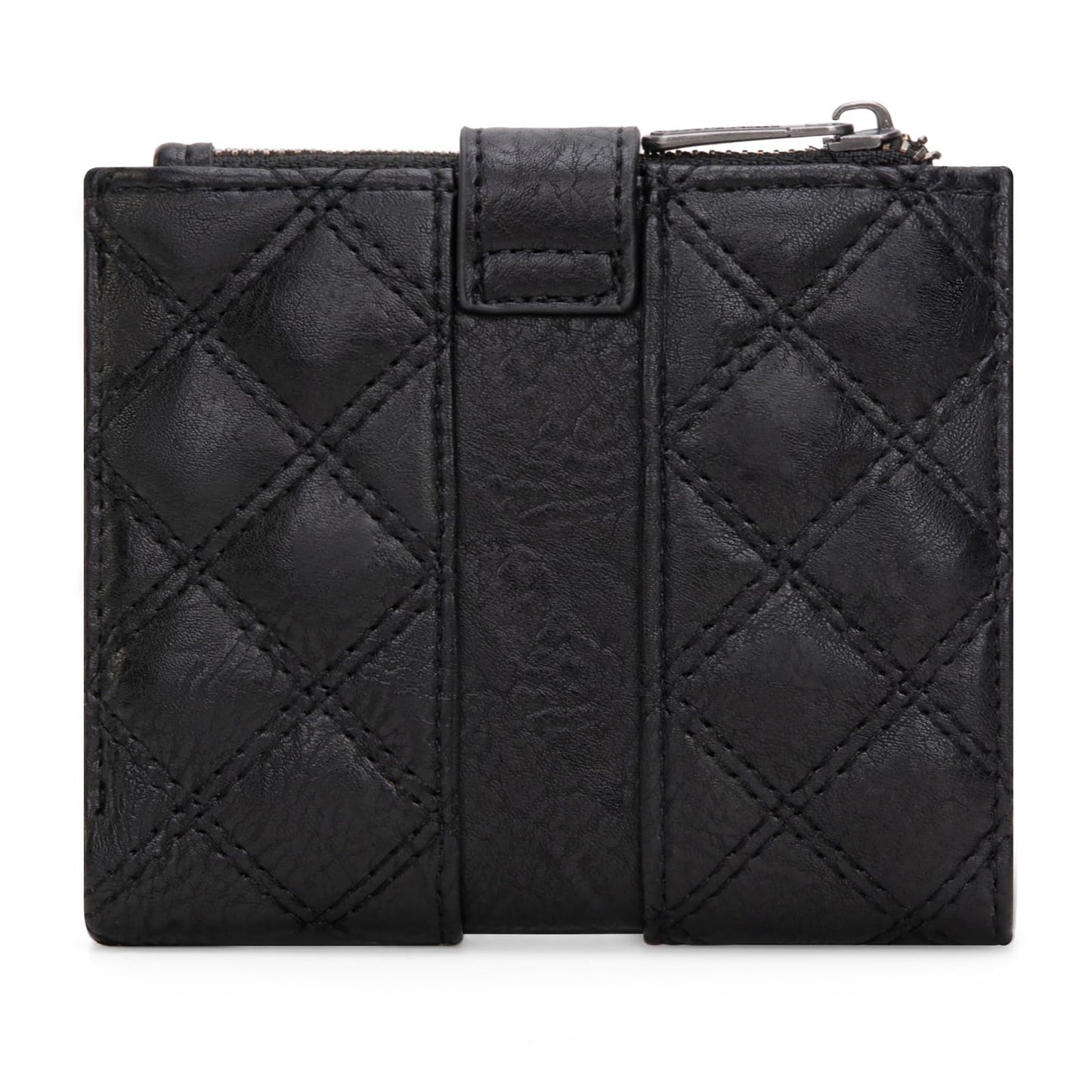 X Wrangler Black Quilted Wallets for Women Small Bifold Ladies Wallet Female Travel Credit Card Wallets, Card Cases & Money Organizers RFID Blocking Wallet with Removable ID Window