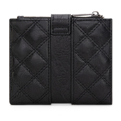 X Wrangler Black Quilted Wallets for Women Small Bifold Ladies Wallet Female Travel Credit Card Wallets, Card Cases & Money Organizers RFID Blocking Wallet with Removable ID Window