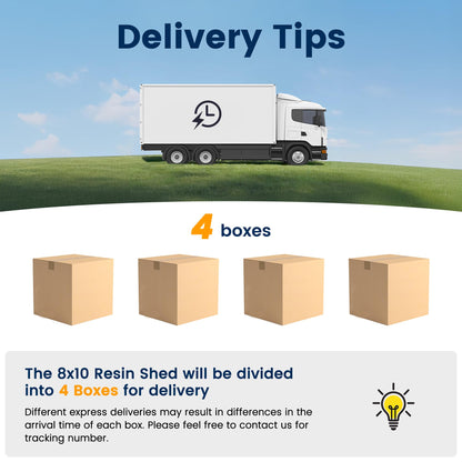 UDPATIO Storage Shed 8 x 10 FT, Resin Outdoor Garden Sheds with Floor Plastic Patio Outdoor Storage with Lockable Door for Tool, Bike, Garbage Gray White