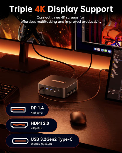 ACEMAGICIAN Kron Mini K1 Mini PC, Ryzen 7 5700U, 32GB DDR4 512GB SSD Mini Computers (8C/16T, up to 4.3Ghz),4K Triple Display Desktop WiFi6/Bluetooth, Compact Silent PC for Light Gaming, Office, Design