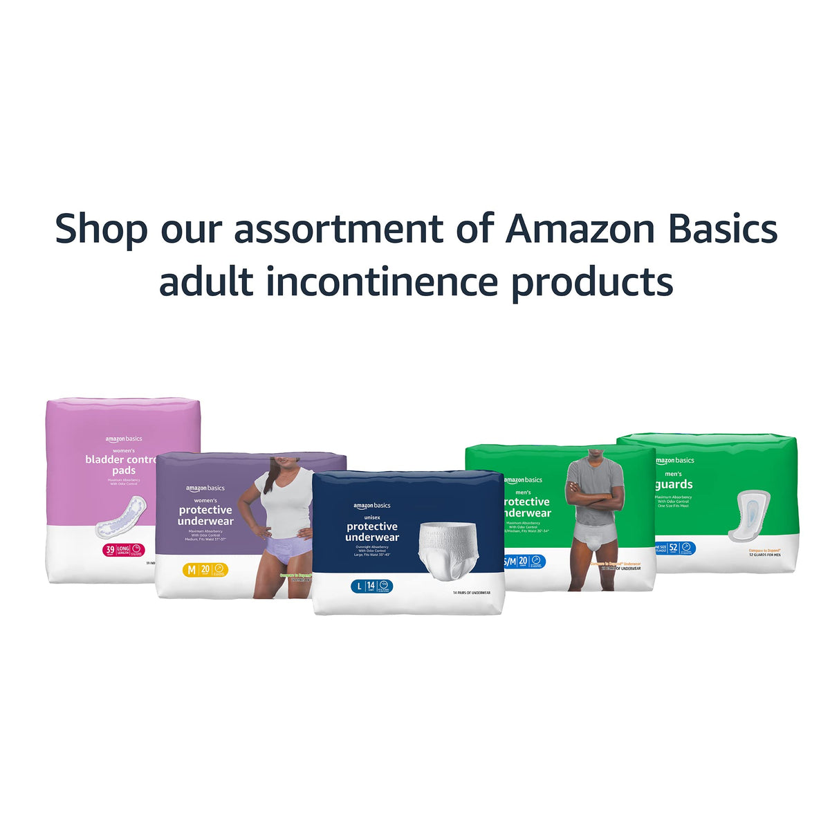 Amazon Basics Incontinence Underwear for Women, Protective, Disposable, Postpartum, Maximum Absorbency, Medium, Lavender, 60 Count (3 Packs of 20)