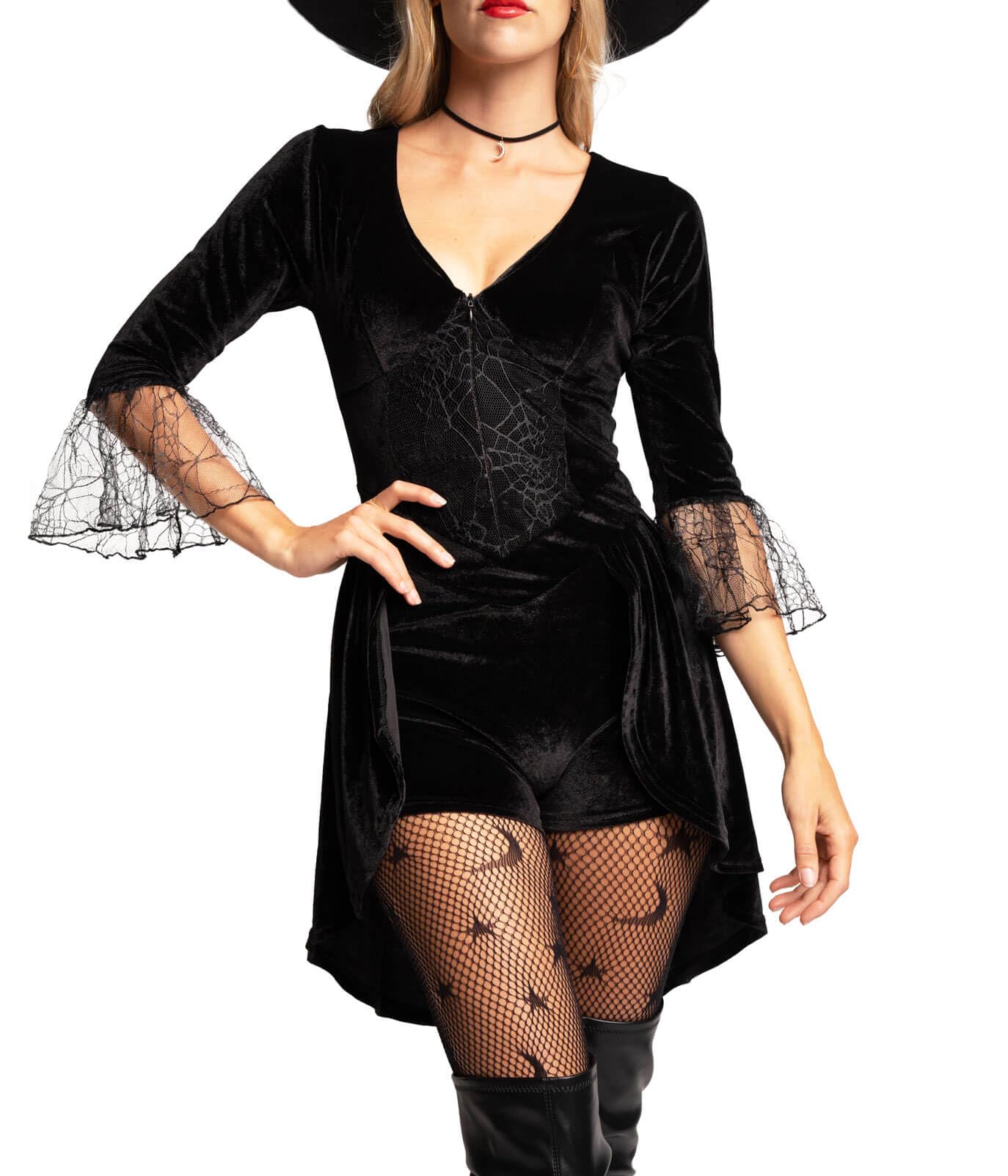 Tipsy Elves Halloween Costume Bodysuits for Women Classic Styles and Characters Sleek Form Fitting Costumes for Halloween (Wicked Black Witch Costume, Small)