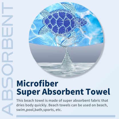 TwoYek Microfiber Thin Beach Towel Lightweight Oversized 71x32 Extra Large Sand Free Towels Quick Dry for Travel Pool Camping Sports Beach Accessories Vacation Essential Gift Turtle