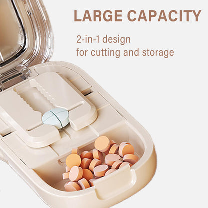DUBSTAR Pill Cutter Splitter for Cutting Multiple Pills, 1/2 1/4 Pill Cutter Splitter for Small and Tiny Pills (Clear Beige)