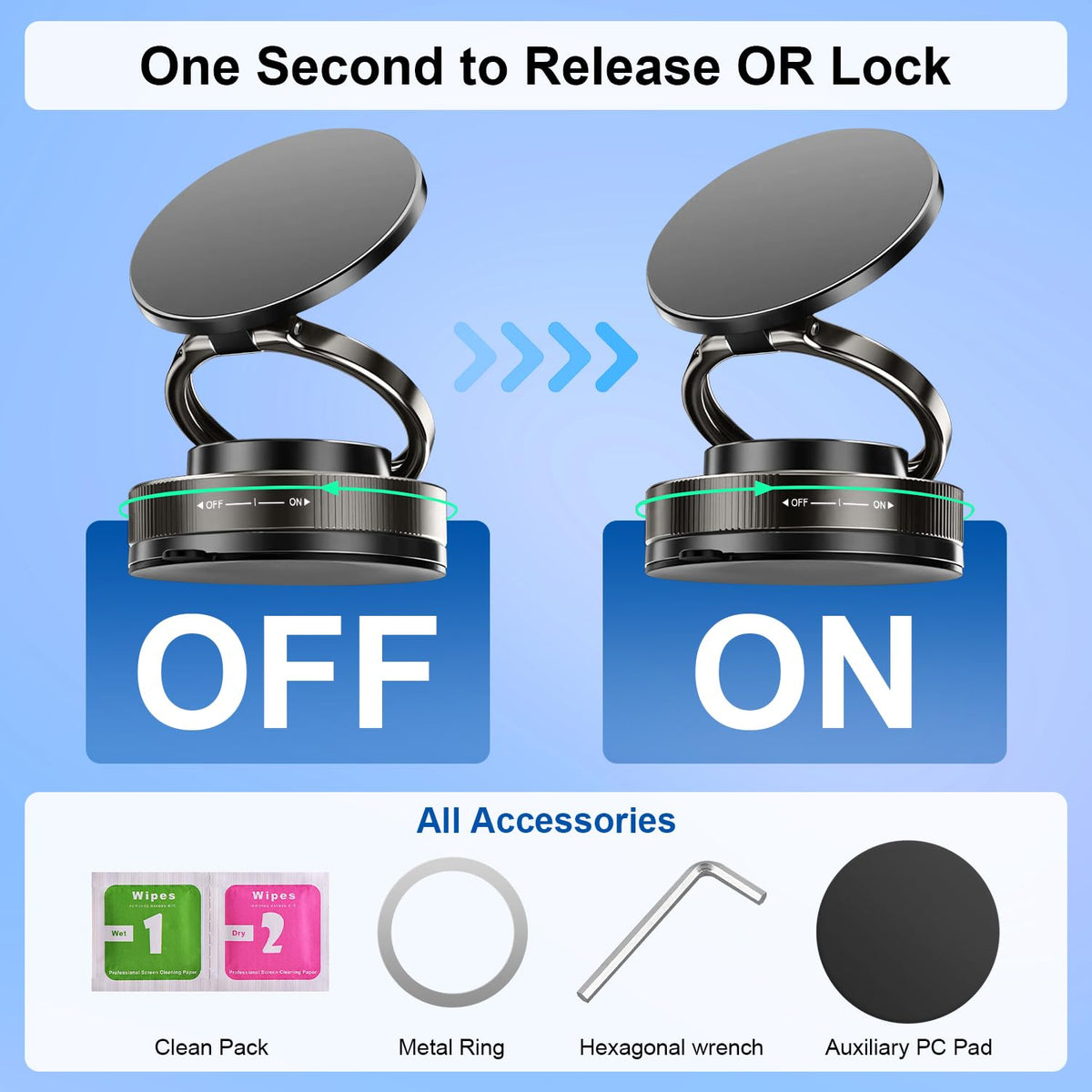 Suction Cup Phone Mount 360° Rotatable Dual-Axis Phone Stand Vacuum Magnetic Car Phone Holder for Mag-Safe 98LBS Portable Cell Phone Holder for Makeup/Gym/Mirror,IP Hone 16 15 14 13 12 All Smartphone