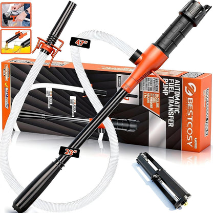 Portable Transfer Pump Battery Operated Electric Siphon Pump for Gas, Fuel, Diesel, Water Transfer 2.4 GPM Flow Oil Extractor, 47 Inches Hose-Easy to Use Hand Fuel Pump, Multi-Use Siphon Transfer Pump