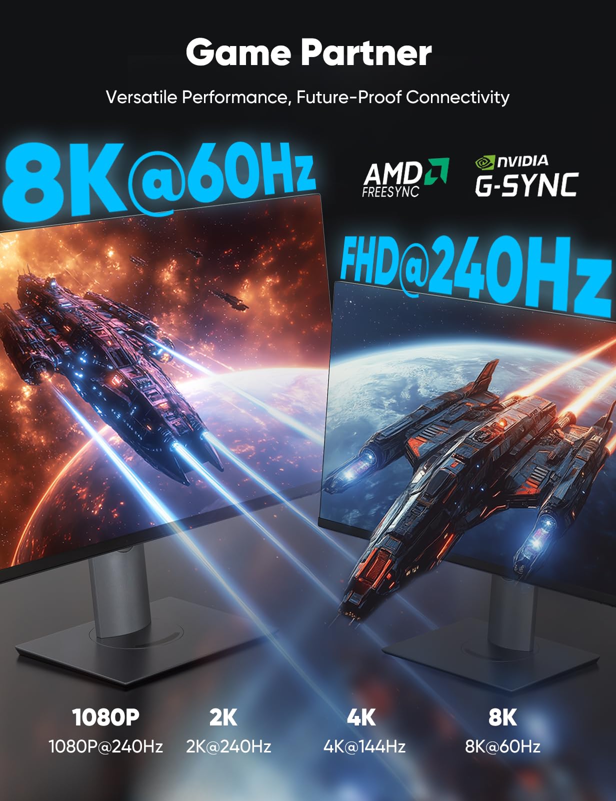 Capshi 8K DisplayPort Cable 1.4, VESA Certified 6.6FT DP Cord (8K@60Hz, 4K@144Hz, 2K@240Hz), 32.4Gbps Display Port Cable for Gaming Monitor, Graphic, PC, HDR/HDCP 2.2/FreeSync/G-Sync, Braided, Grey