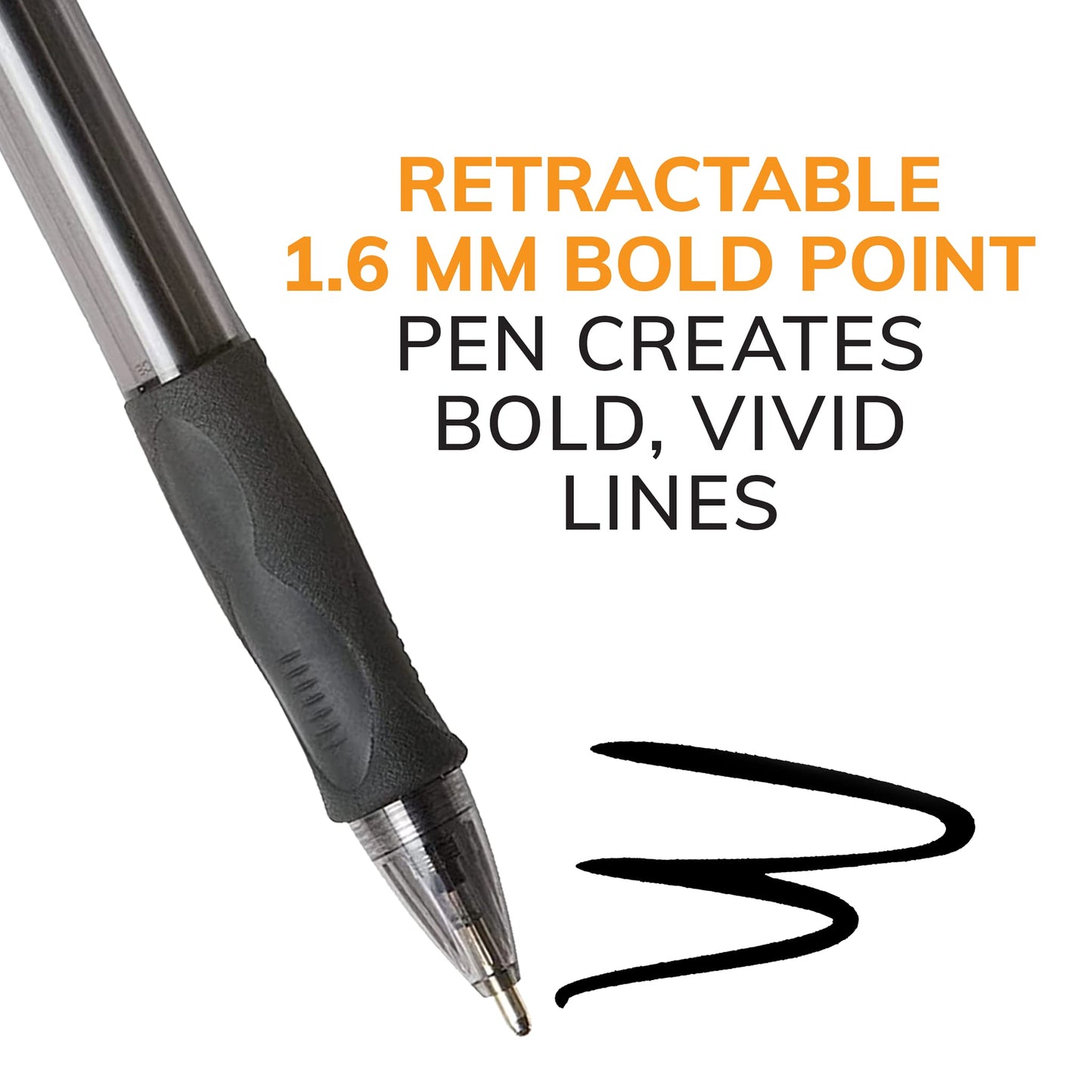 BIC Glide Bold Retractable Ball Point Pen, Bold Point (1.6mm), Black, Great For Everyday Use, 4-Count