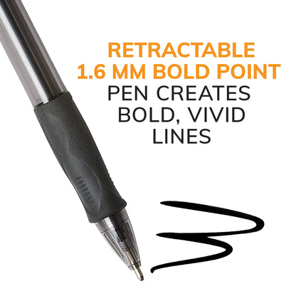 BIC Glide Bold Retractable Ball Point Pen, Bold Point (1.6mm), Black, Great For Everyday Use, 4-Count