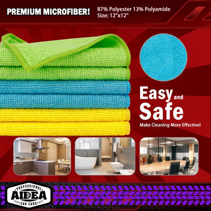 AIDEA Microfiber Cleaning Cloths, 50PK, Microfiber Towels for Cars, Premium All Purpose Car Cloth, Dusting Cloth Cleaning Rags, Absorbent Towels for SUVs, House, Kitchen, Window, 12"×12"