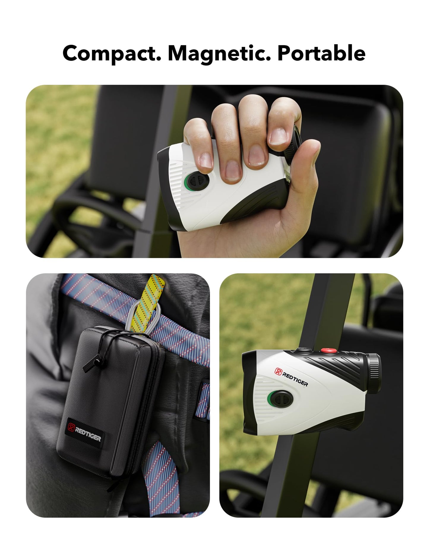 REDTIGER Golf Rangefinder with Slope, 1200 Yards Laser Range Finder Golfing, 7X Magnification, Flag Pole Locking Vibration, Rechargeable Range Finders with Magnet Stripe, GolfVue Series 1