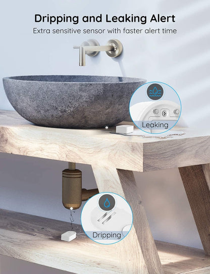 Govee WiFi Water Sensor 2 Pack, Smart Water Leak Detector, 100dB Adjustable Alarm Suit for Home and Basement, Water Leak Alert with Email & APP Push (Only Support 2.4G Wi-Fi)