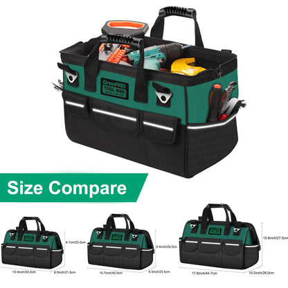 Heavy Duty Tool Bag for Men, 16 Inch Wide Mouth Tool Bags Organizer, Soft Handle Toolbox Storage, Large Zipper Electrician Tool Bag