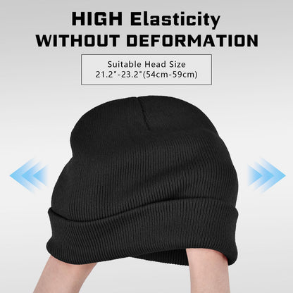 ZOORON Beanie for Men Women Warm Winter Hats Acrylic Knit Cuffed Beanie Cap Unisex Black