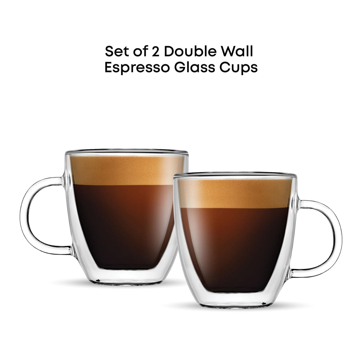 JoyJolt Savor Double Wall Insulated Glasses Espresso Mugs (Set of 2) - 5.4-Ounces