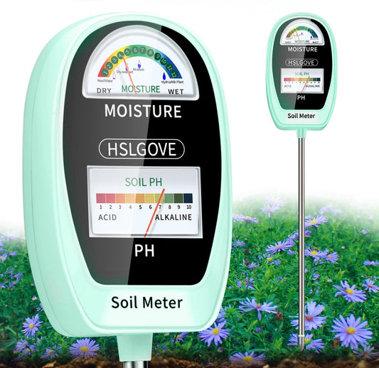 HSLGOVE Soil Test Kit, 2-in-1 Soil Moisture Meter/Soil PH Meter, Dual Screen Soil Tester, Soil Moisture Meter for Plants Watering/Gardening for Lawn,Farm Indoor&Outdoor Use-Bluegreen