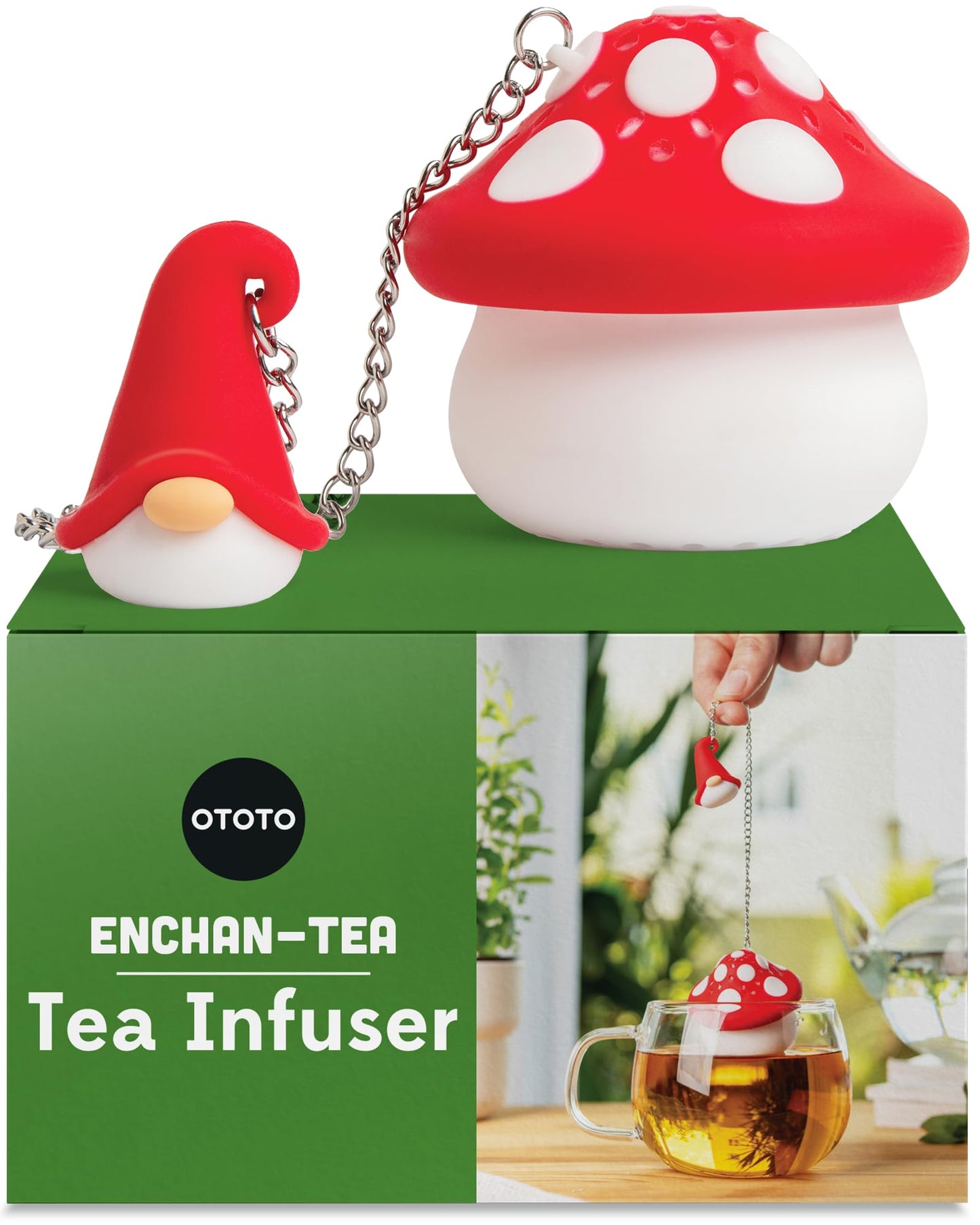 Cute Tea Strainers - Loose Leaf Tea Steeper, Tea Infuser for Loose Leaf Tea, Tea Diffusers, Tea Accessories, Mushroom Gifts, Cute Kitchen Accessories, White Elephant Gifts, (Gnomeo, Gnome)