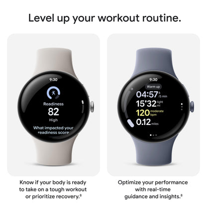 Google Pixel Watch 4 (41mm) - Android Smartwatch with Heart Rate and Sleep Tracking - 30-Hour Battery - Fitness Tracking - Google AI - Polished Silver Aluminum Case - Porcelain Active Band - Wi-Fi
