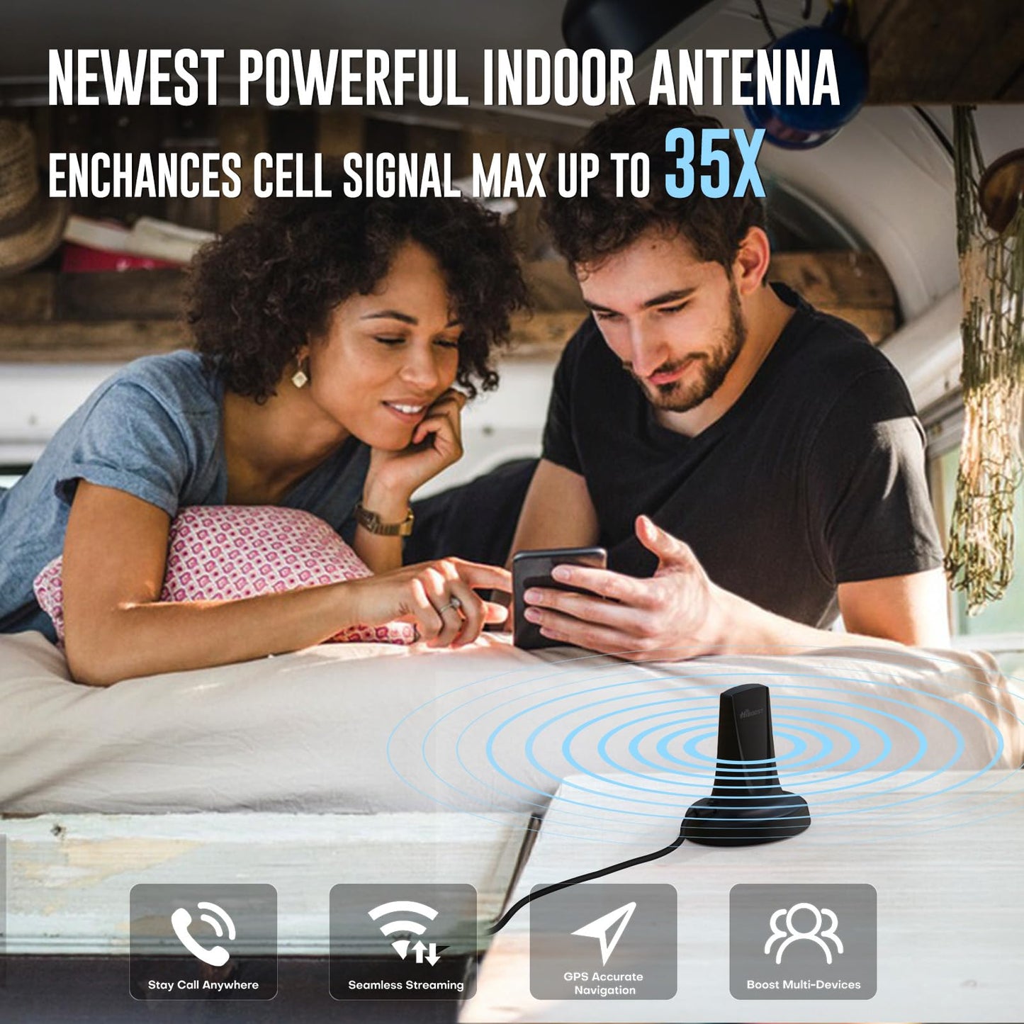 HiBoost Cell Phone Booster for RV |Travel 3.0 RV Max Signal Booster| 2025 New Version | Boosts 4G 5G LTE | Cell Booster | Folding Antenna Bracket |All U.S.Carriers Verizon,AT&T,T-Mobile FCC Approved