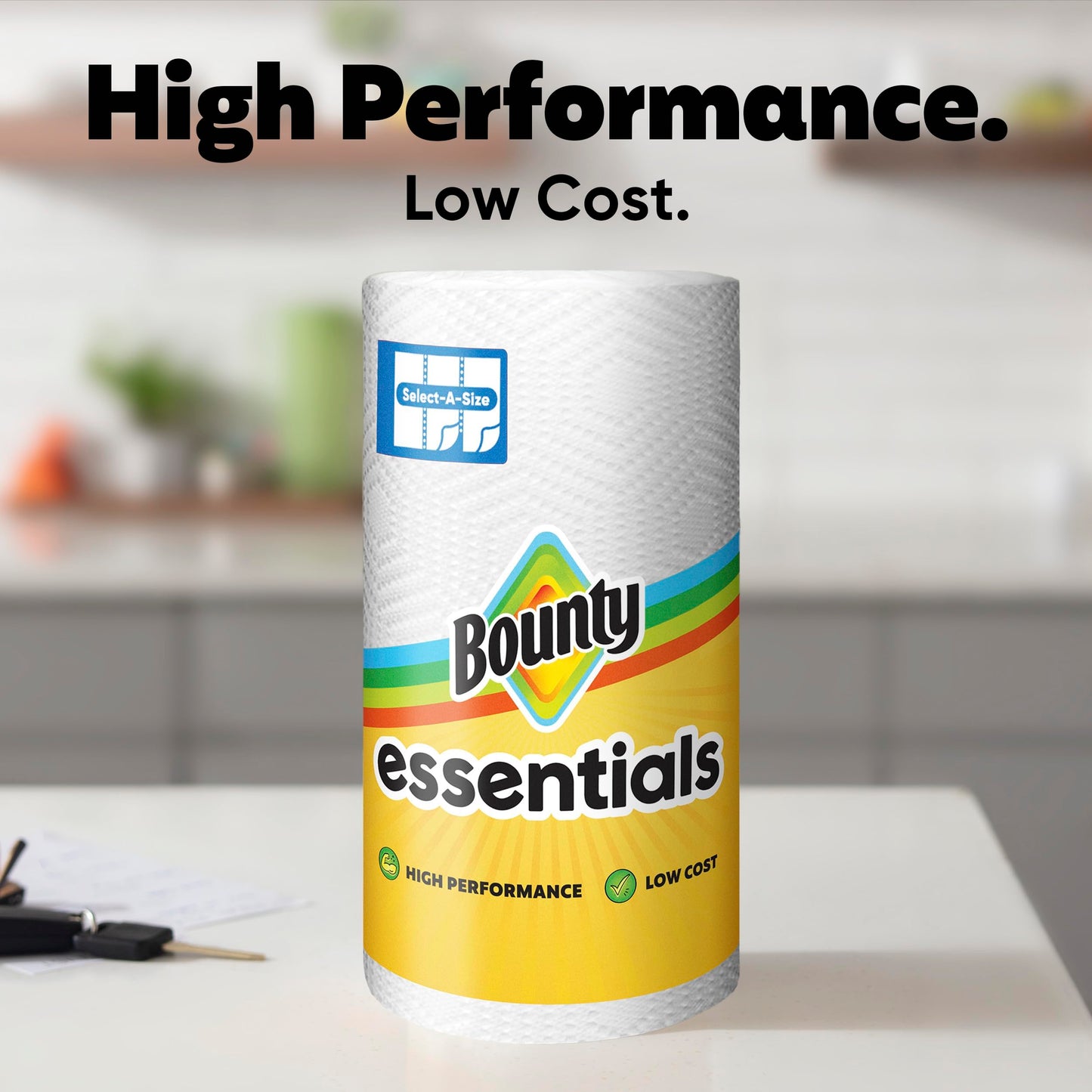 Bounty Essentials Select-A-Size Paper Towels, White, 2 Triple Rolls = 6 Regular Rolls (Packaging May Vary)