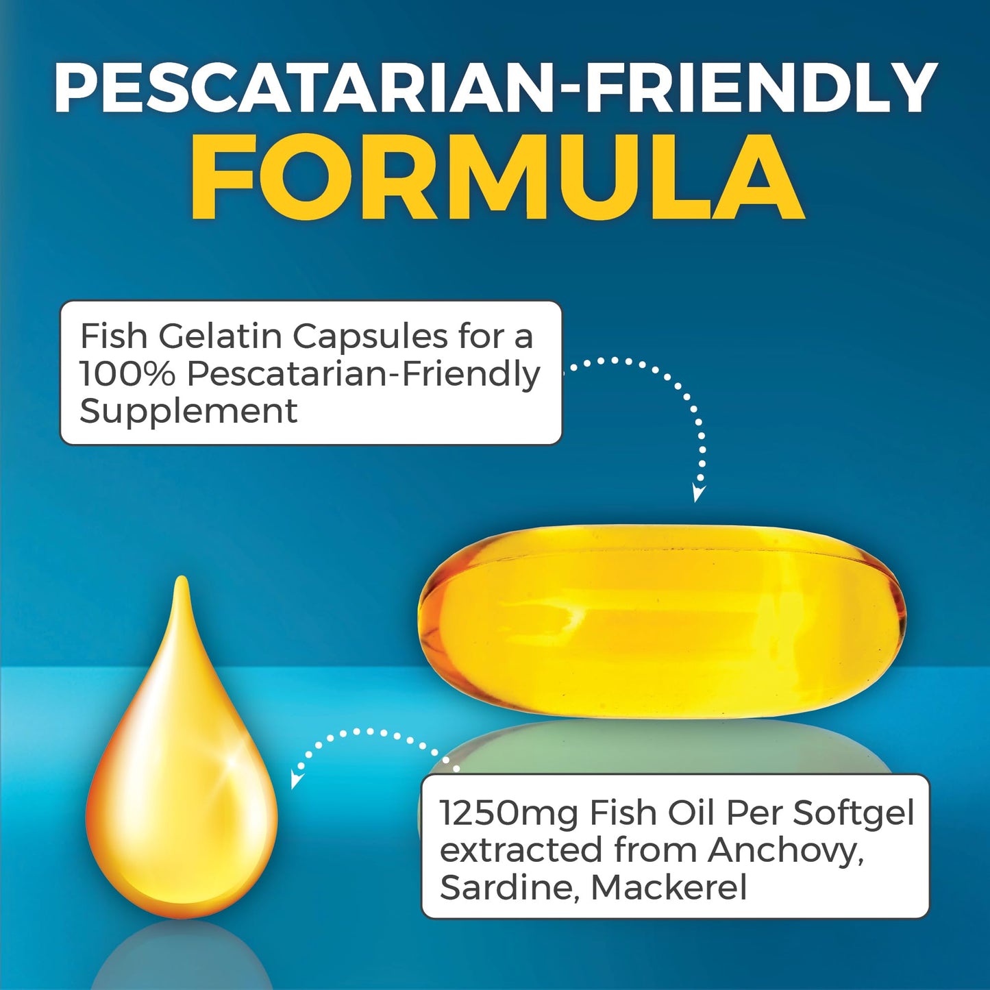 Omega 3 Fish Oil Supplement for Women and Men - 2500 mg Triple Strength Fish Oil Pills with Re-Esterified Omega 3 Fatty Acids including EPA, DHA DPA - 180 Pescatarian-Friendly Softgels