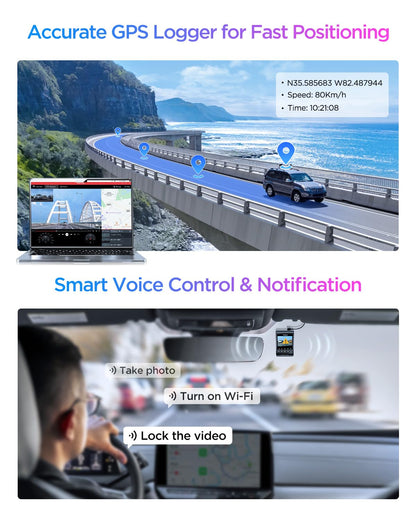 VIOFO A329S 4K 60FPS Dash Cam Front and Rear, 4K+2K Dual Dash Camera for Cars, Power Saving Parking Mode, Wi-Fi 6 App Control, Dual STARVIS 2 Sensors, Supports up to 4TB SSD or 512GB microSD Card