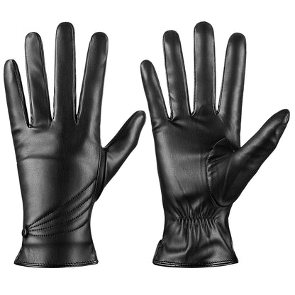 ISHISBEB Winter Leather Gloves for Women, Warm Touchscreen Gloves