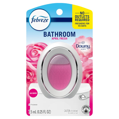 Febreze Bathroom Air Freshener, Odor-Fighting, Plug In Alternative, Air Fresheners for Home and Bathroom and Kitchen, Closet Air Fresheners, Downy April Fresh Scent, 6 Count