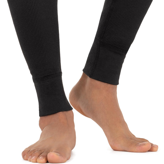 Fruit of The Loom Men's Recycled Waffle Thermal Underwear Bottom, Black, Medium